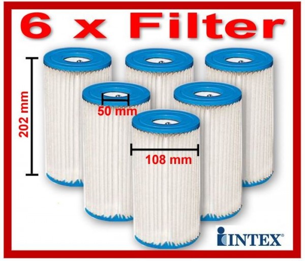 6 x INTEX FILTER A für Filterpumpe 59900 / 29000