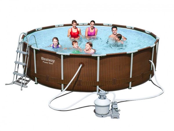 Bestway Steel Pro Pool Set 427x107 Rattan mit Sandfilter 56650