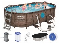 Bestway Power Steel Vista Oval Pool Set 427x250x100 Rattan 56714