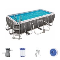 Bestway Power Steel Pool Set 412 x 201 Rattan 56722