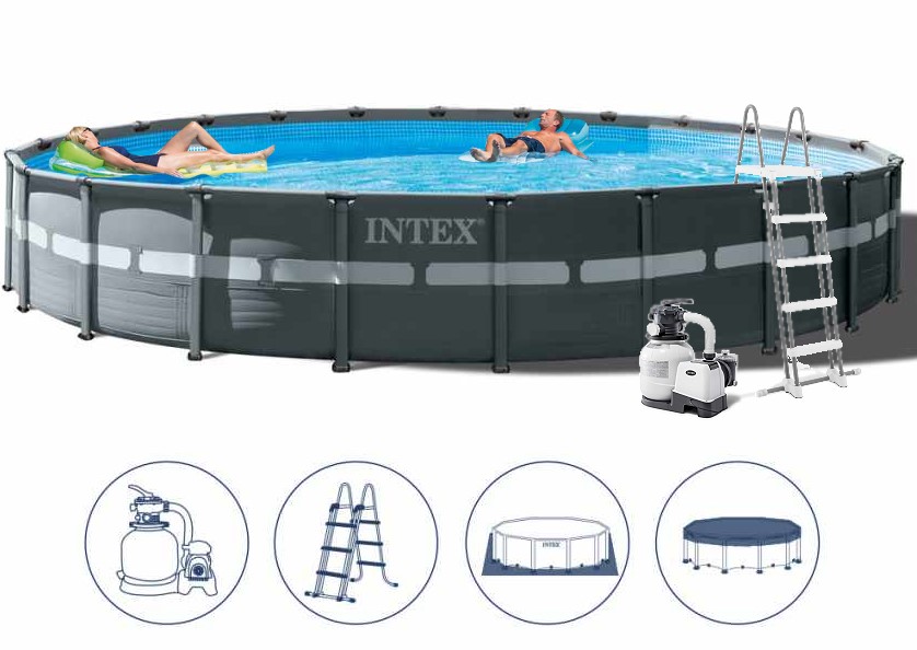 INTEX Komplettset Ultra XTR Frame Pool 732x366x132 cm mit Sandfilteranlage Pool 