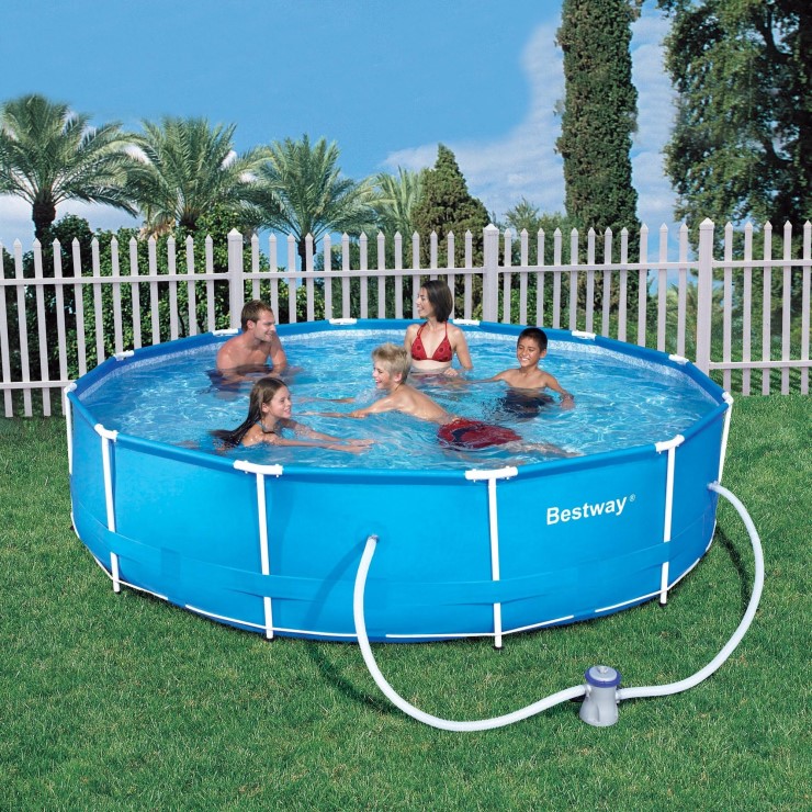 Frame Swimming Pool mit Pumpe 366x76cm Schwimmbecken Stahlrohrbecken von INTEX 
